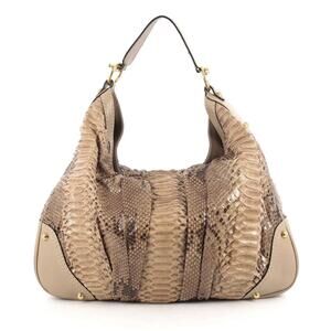 GUCCI Large Neutral Python Jockey Hobo Tote Shoulder Bag